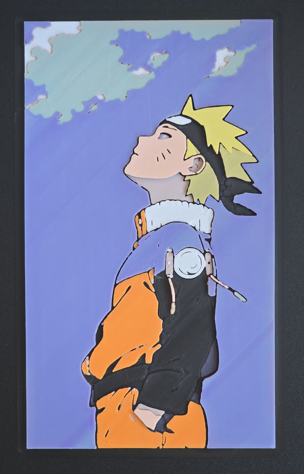 Finished Naruto print with a purple sky and orange clothing